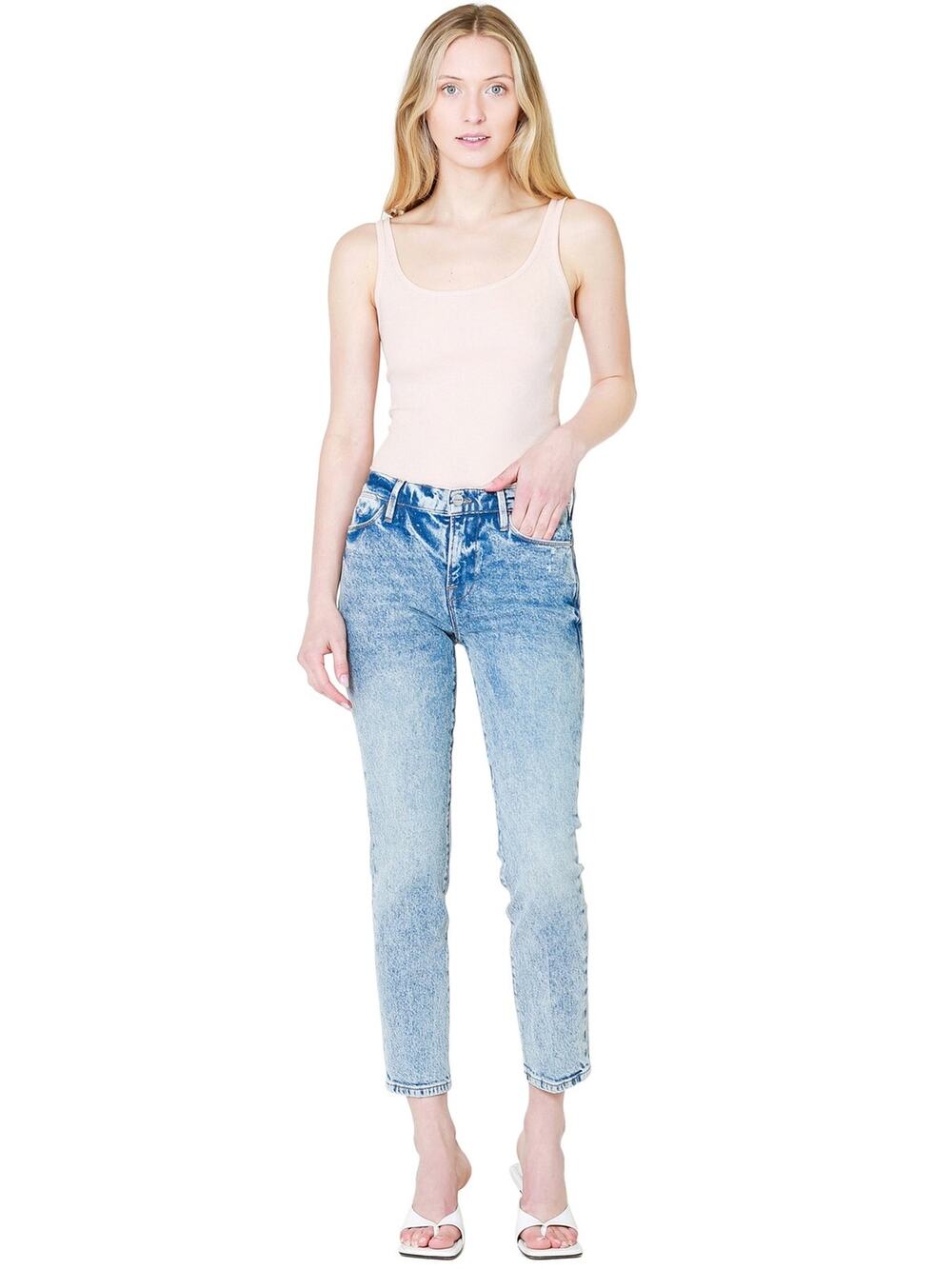 Frame Le High Straight Jeans Denim Blue Lombard Zip Button Pocket Sz 29